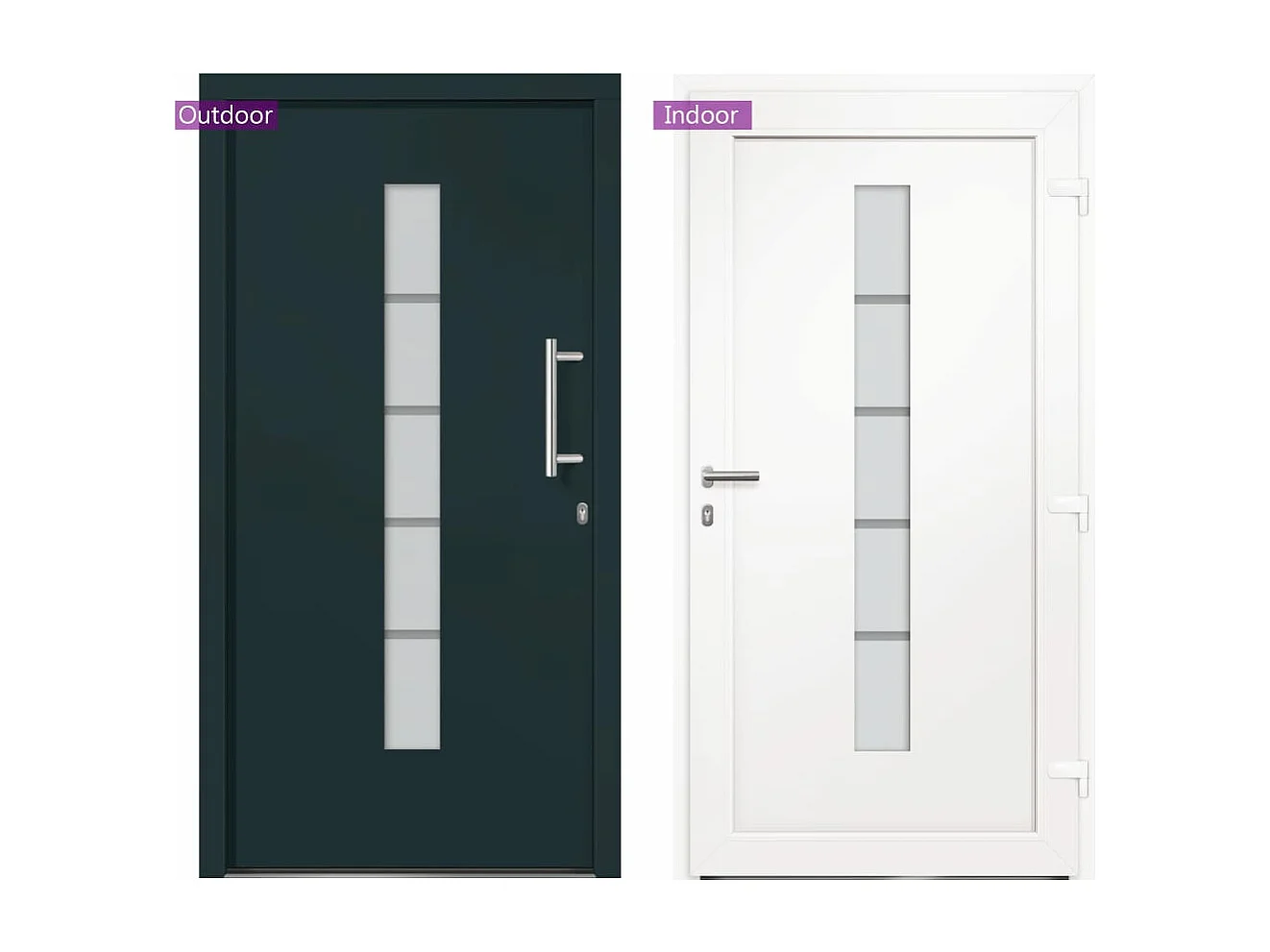 Porta d'ingresso Alluminio e PVC Antracite 110x210 cm