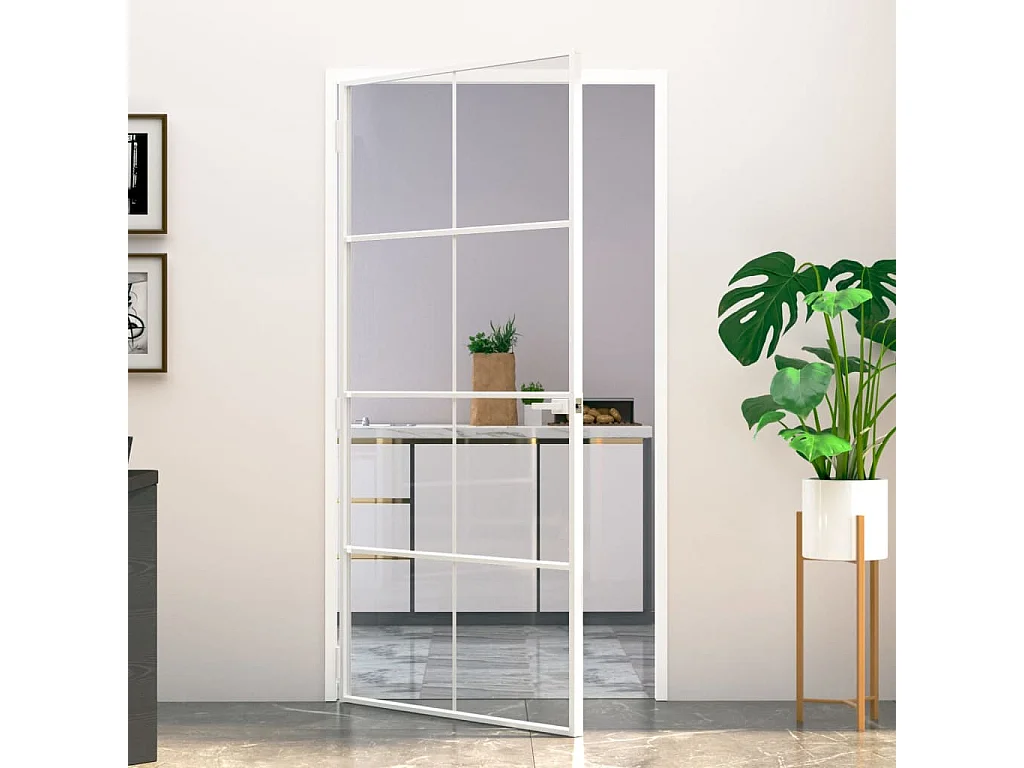 Innentür Weiß 102x201,5 cm Gehärtetes dünnes Aluminiumglas