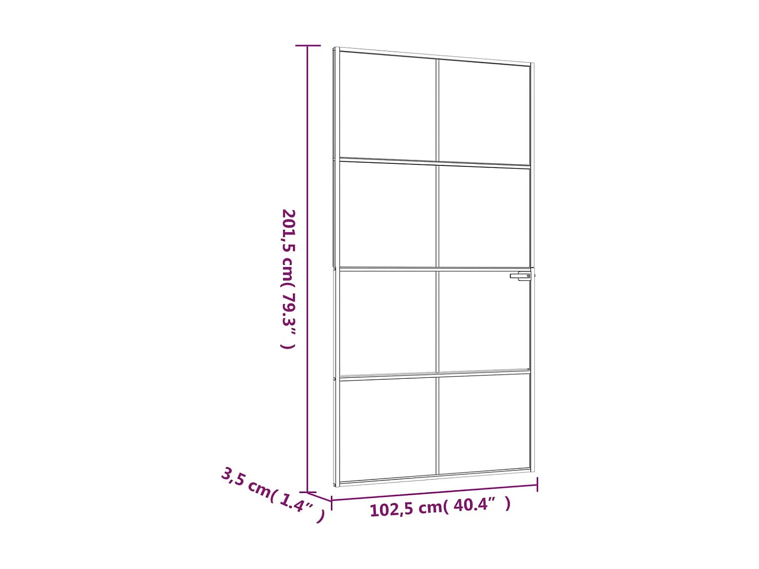 Innentür Weiß 102x201,5 cm Gehärtetes dünnes Aluminiumglas
