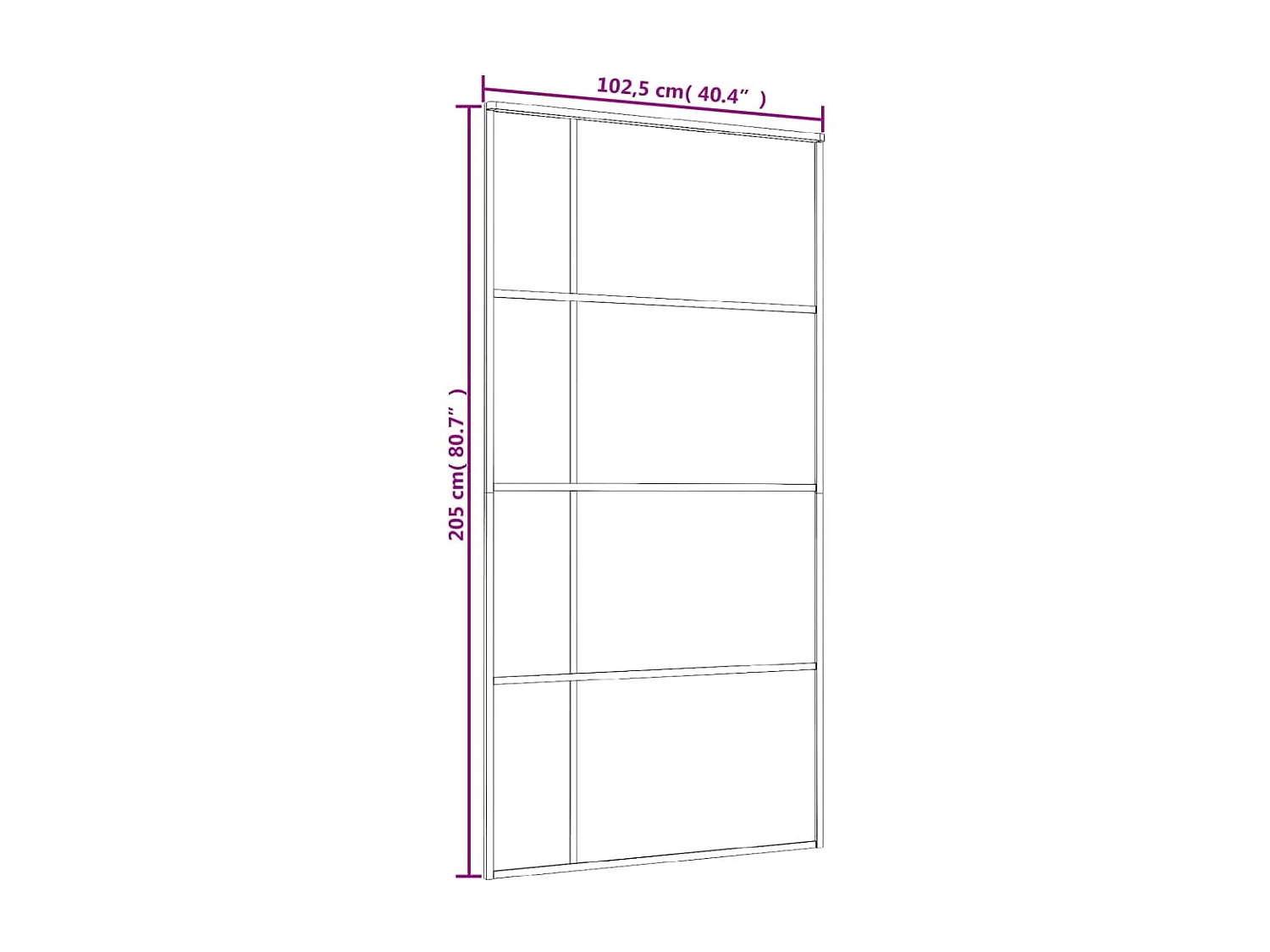 Porte coulissante Verre ESG et aluminium 102,5x205 cm Blanc