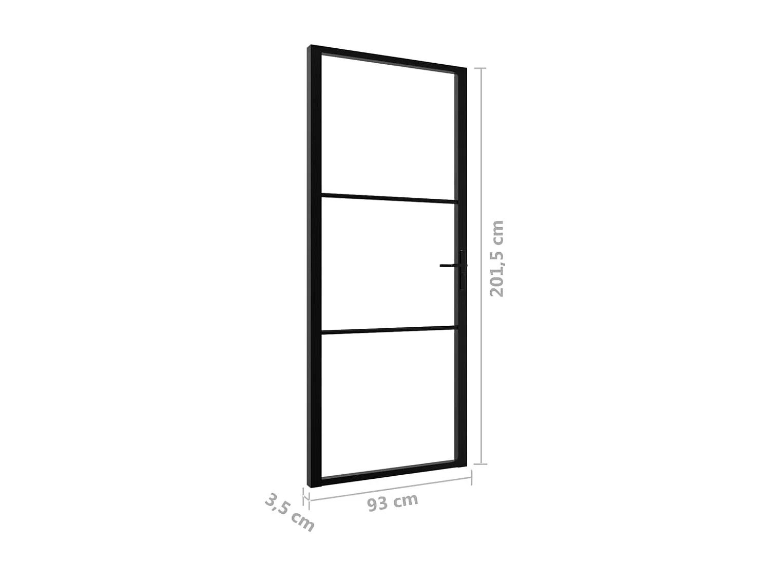 Porta da interno ESG vetro e alluminio 93x201,5 cm Nera