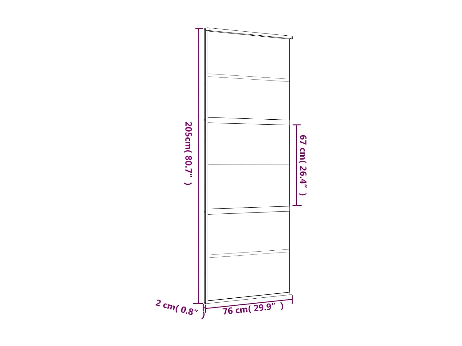 Porte coulissante doré 76x205 cm verre ESG clair et aluminium