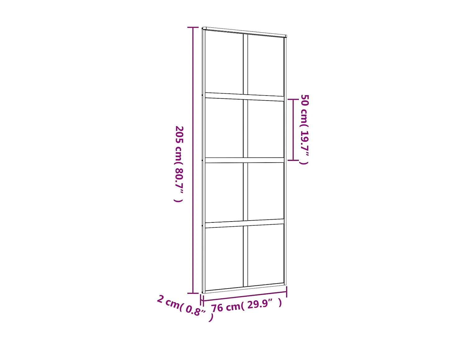 Puerta corredera dorada 76x205 cm cristal ESG esmerilado y aluminio