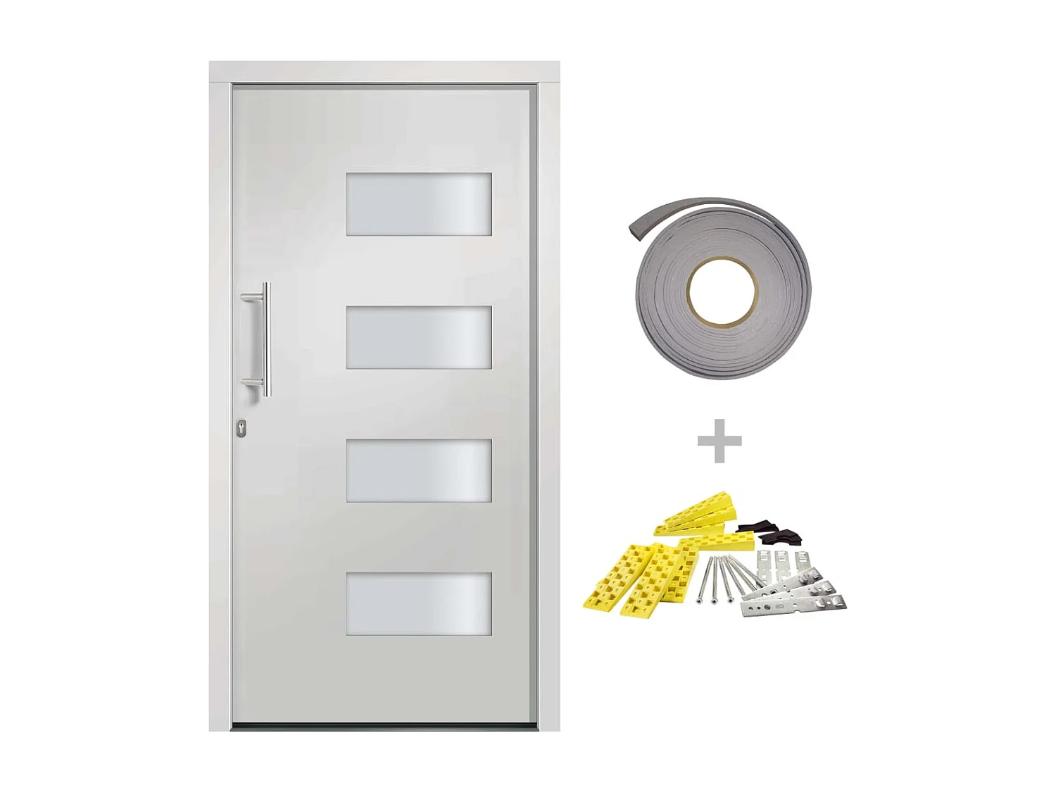 Porta d'ingresso Alluminio e PVC Bianca 100x200 cm