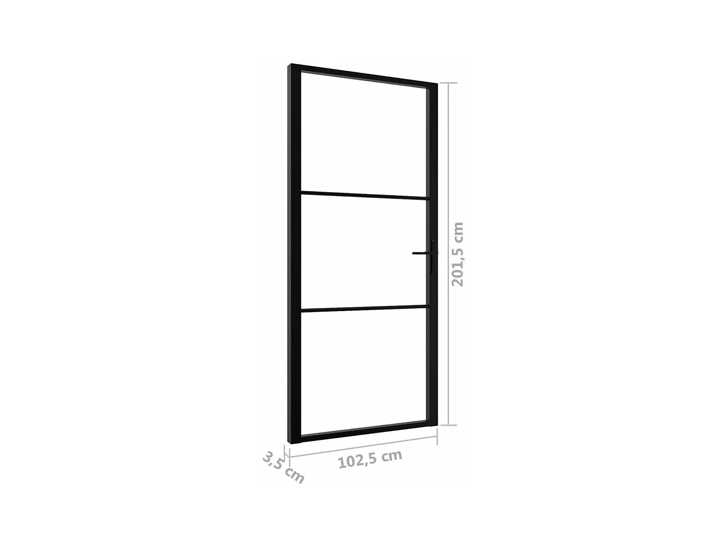 Porta interior ESG vidro e alumínio 102,5x201,5 cm Preto