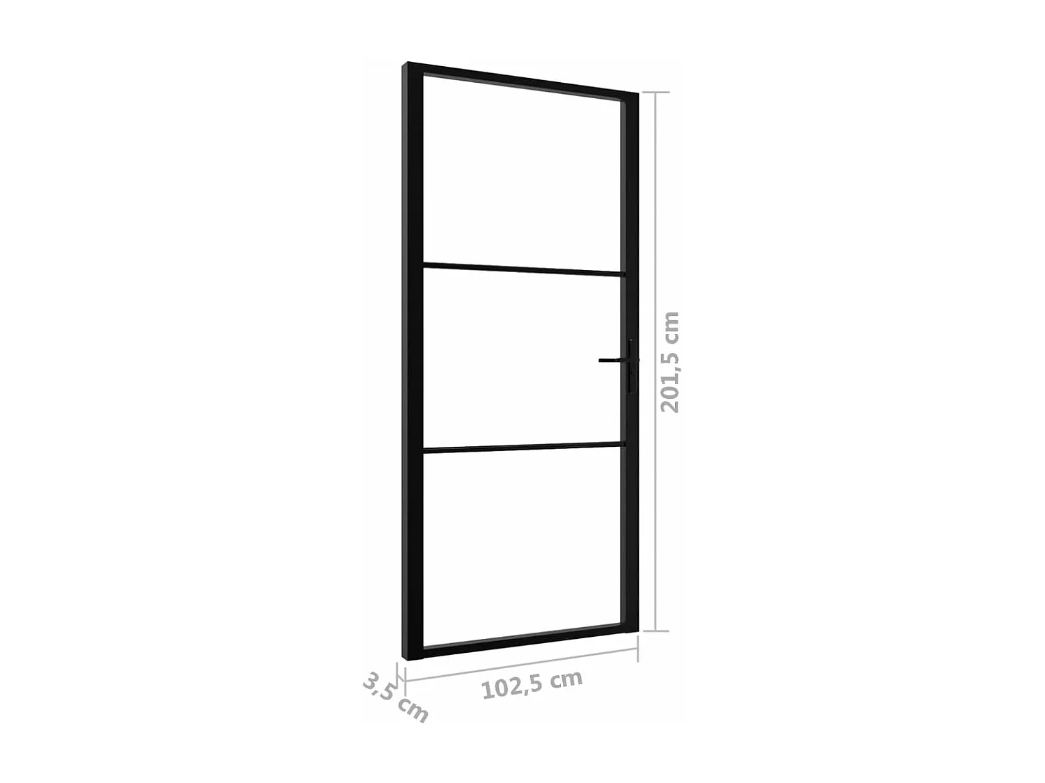 Porte intérieure Verre ESG et aluminium 102,5x201,5 cm Noir
