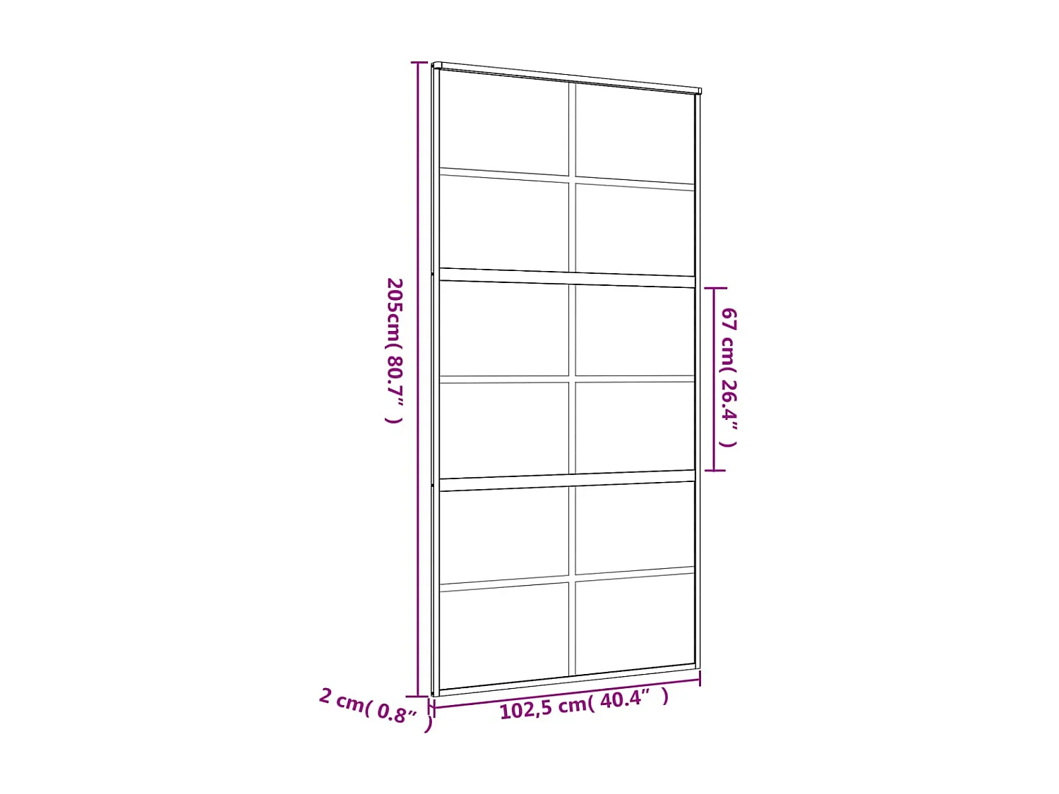 Puerta corredera dorada 102,5x205cm cristal ESG transparente y aluminio