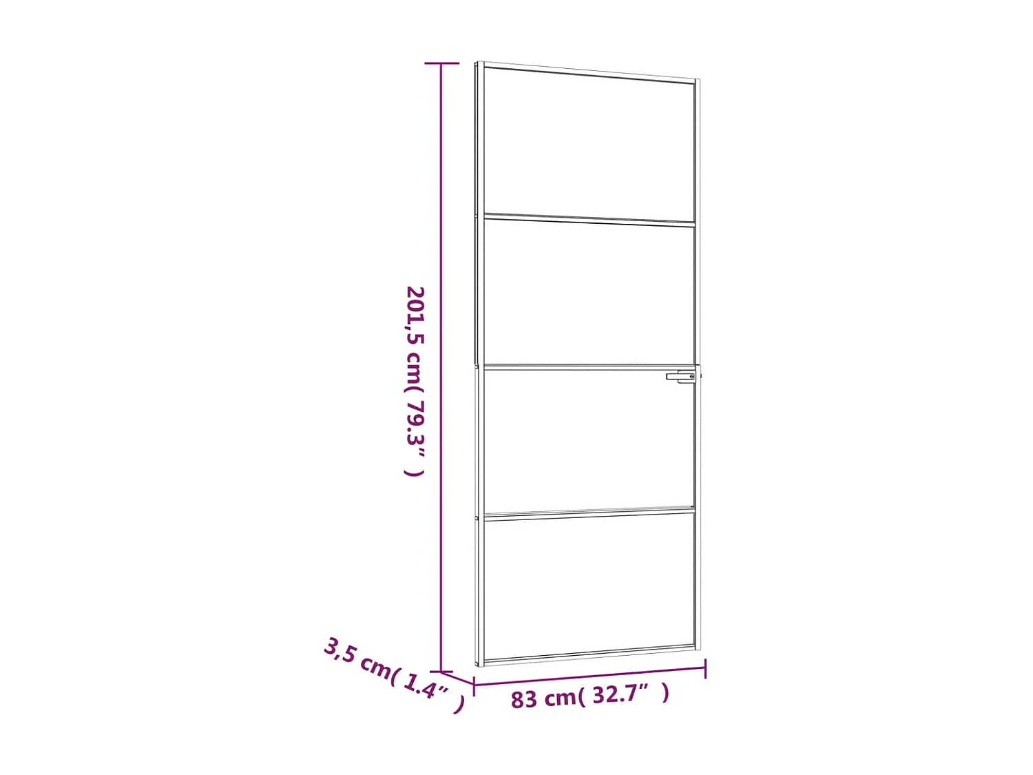 Porte d'intérieur Blanc 83x201,5 cm Trempé verre aluminium fin