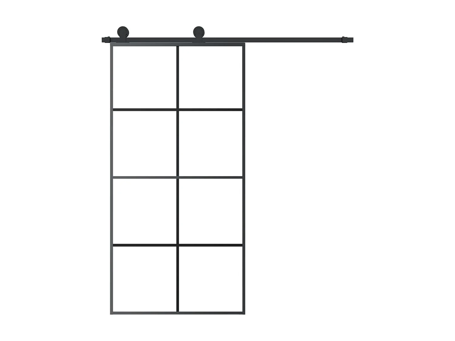 Porte coulissante et kit de quincaillerie 102,5x205cm Verre ESG
