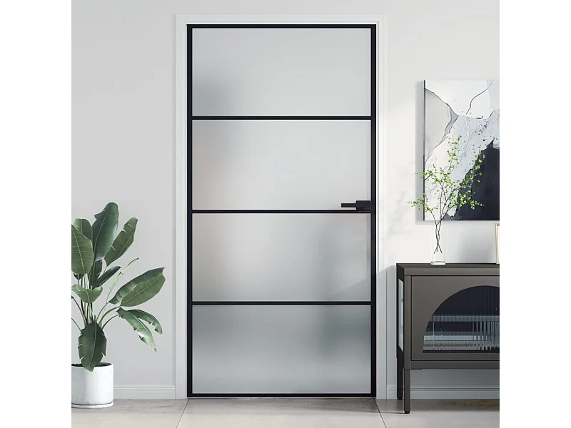 Porta interna sottile nera in vetro temperato alluminio