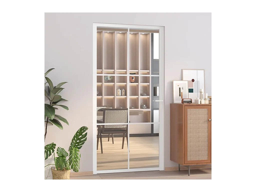 Porta da interno 102,5x201,5 cm Vetro ESG bianco e alluminio