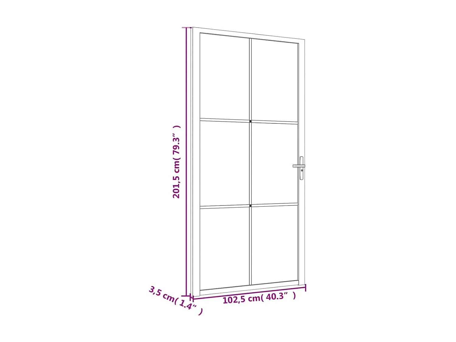 Puerta interior 102,5x201,5 cm Cristal ESG blanco y aluminio