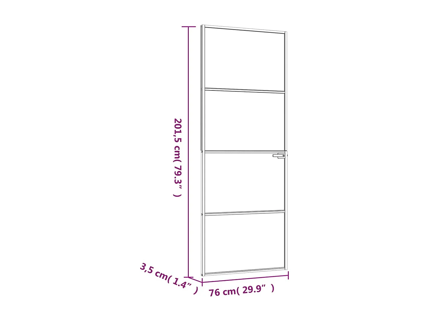 Puerta interior Negro 76x201,5 cm Vidrio fino aluminio templado