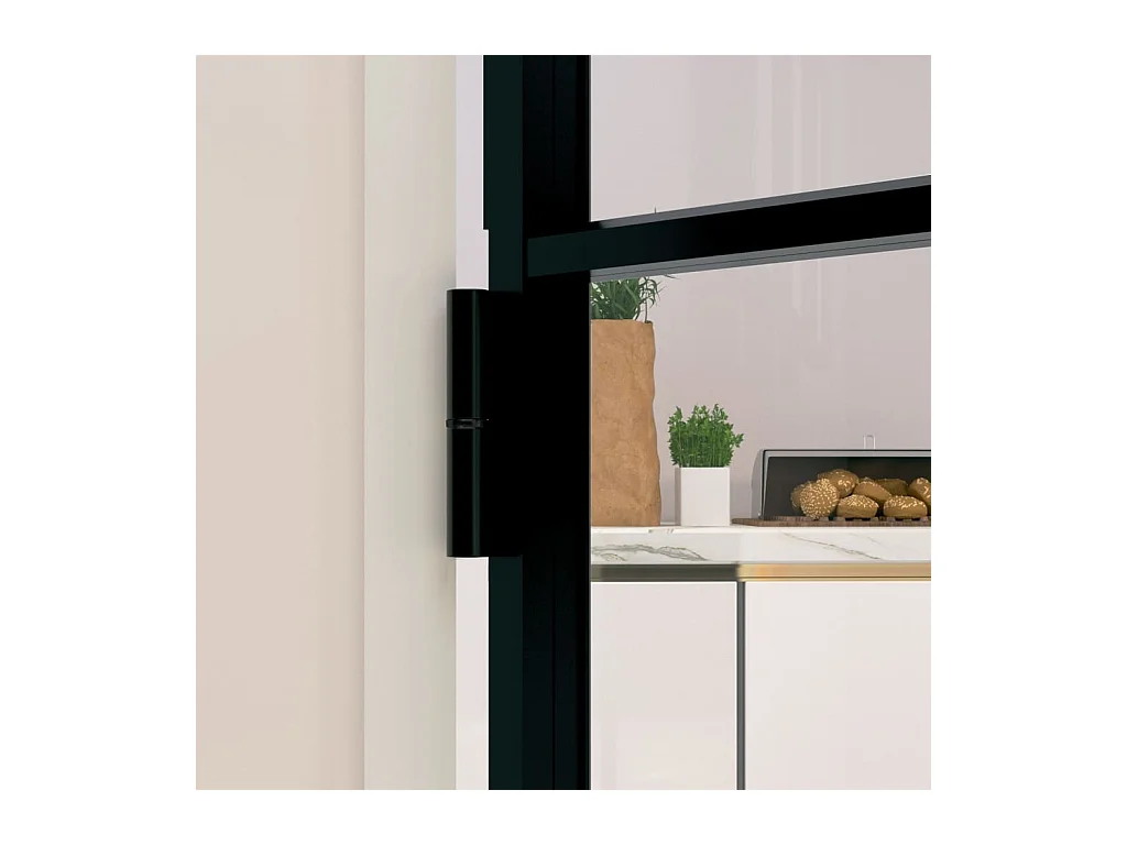 Innentür Schwarz 76x201,5 cm Gehärtetes dünnes Aluminiumglas