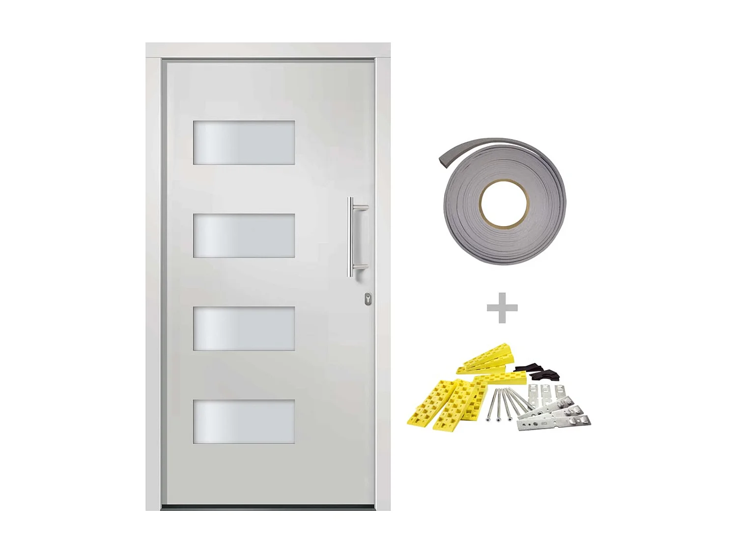 Porte d'entrée Aluminium et PVC Blanc 110x210 cm