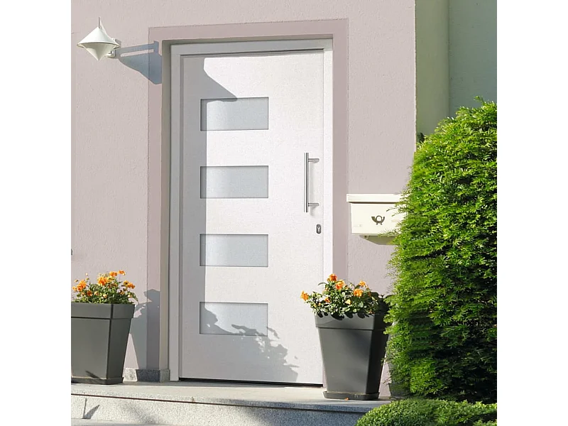 Porta d'ingresso Alluminio e PVC Bianca 110x210 cm