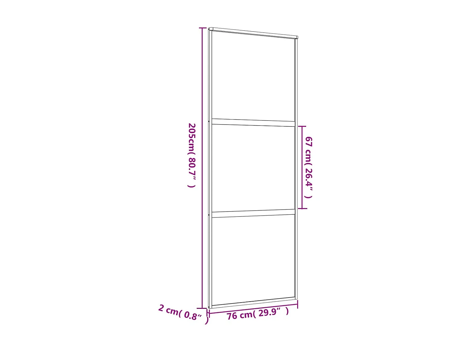 Puerta corredera dorada 76x205 cm cristal ESG transparente y aluminio