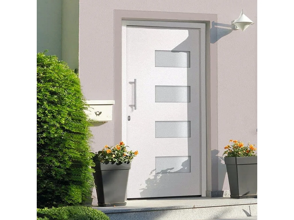 Porta d'ingresso Alluminio e PVC Bianca 110x210 cm