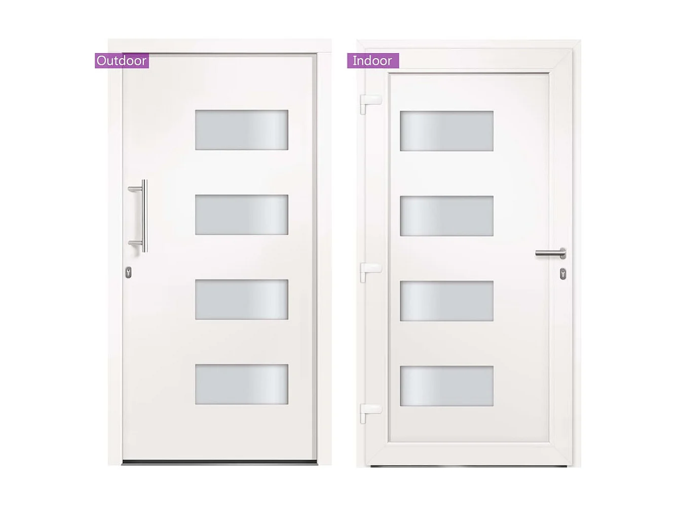 Porta d'ingresso Alluminio e PVC Bianca 110x210 cm