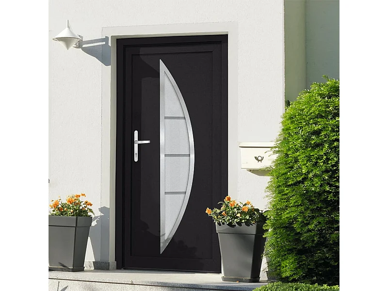 Porte d'entrée anthracite 108x208 cm PVC