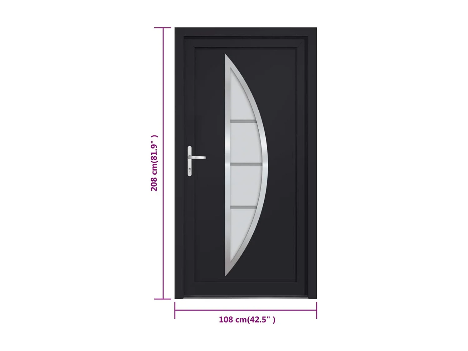 Porte d'entrée anthracite 108x208 cm PVC