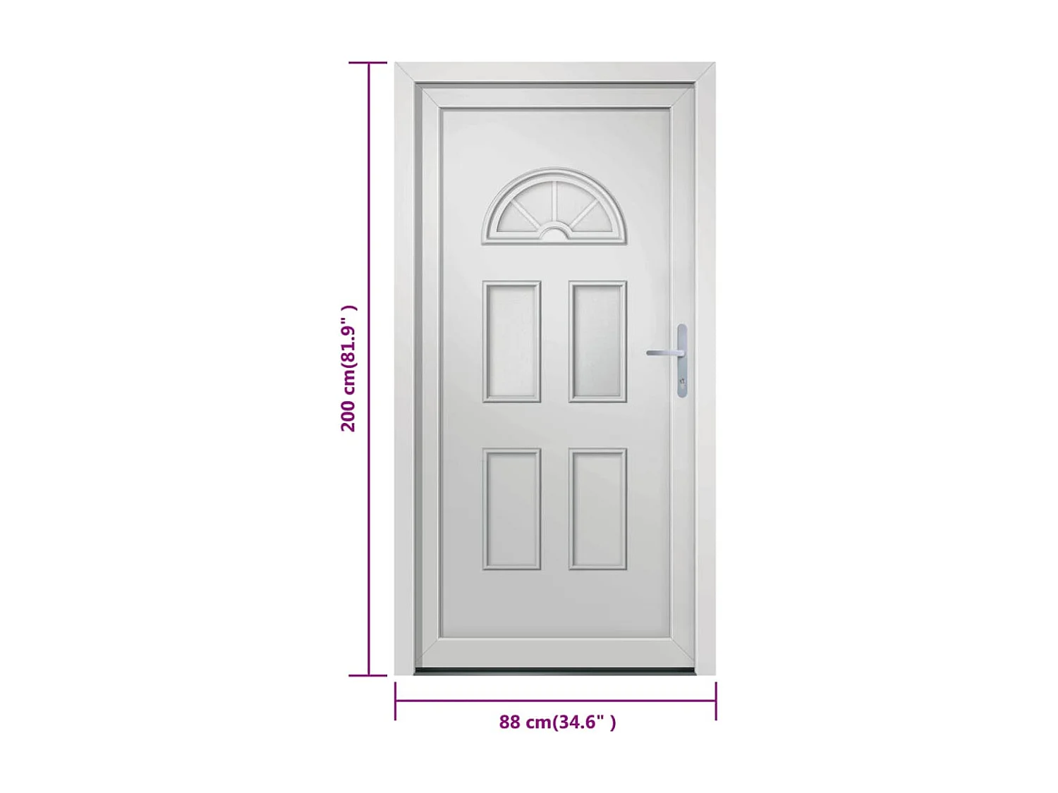 Porte d'entrée Blanc 88x200 cm PVC