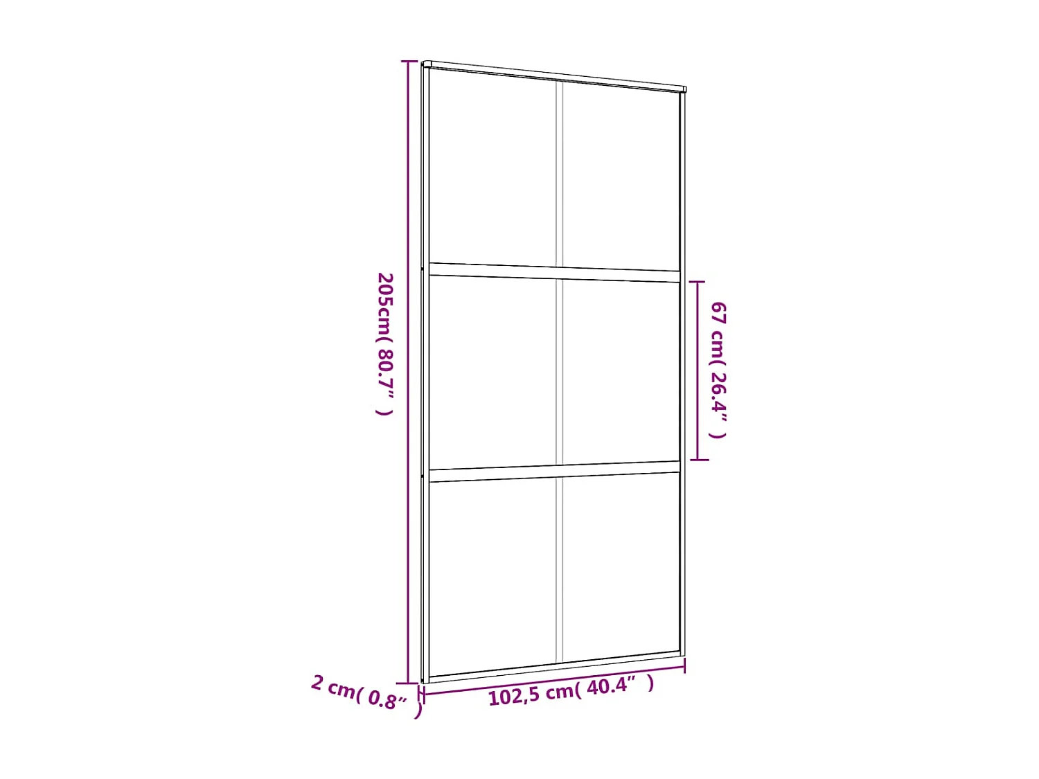 Puerta corredera dorada 102,5x205 cm cristal ESG esmerilado aluminio