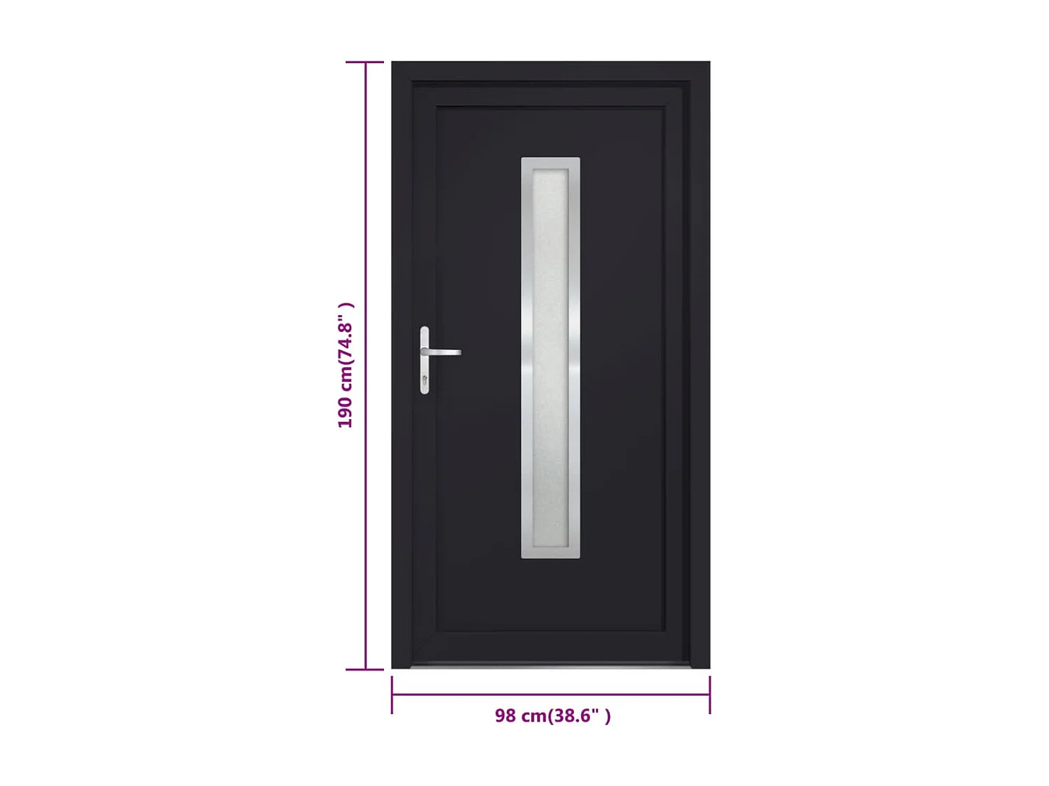 Porta d'ingresso antracite 98x190 cm PVC