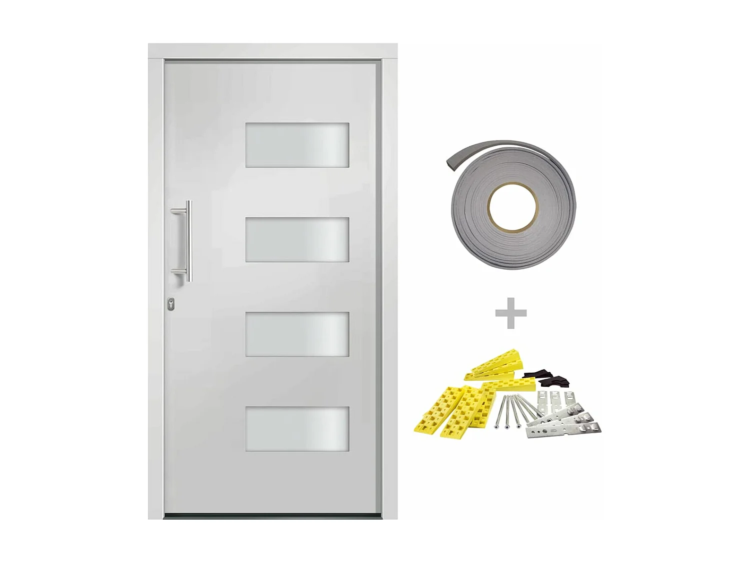 Eingangstür Aluminium und PVC Weiß 100x210 cm