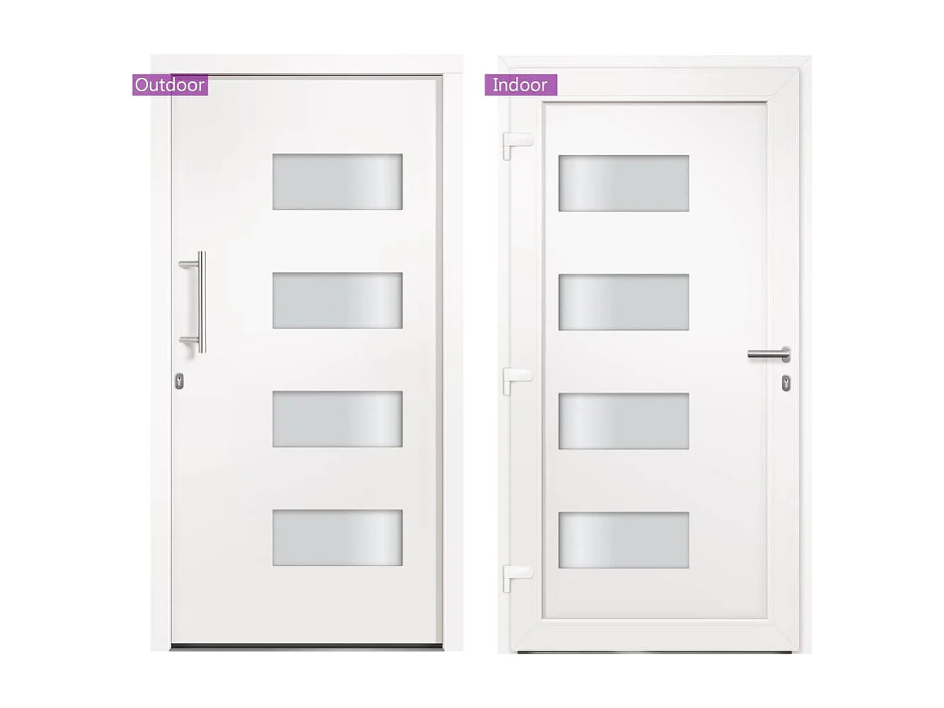 Eingangstür Aluminium und PVC Weiß 100x210 cm