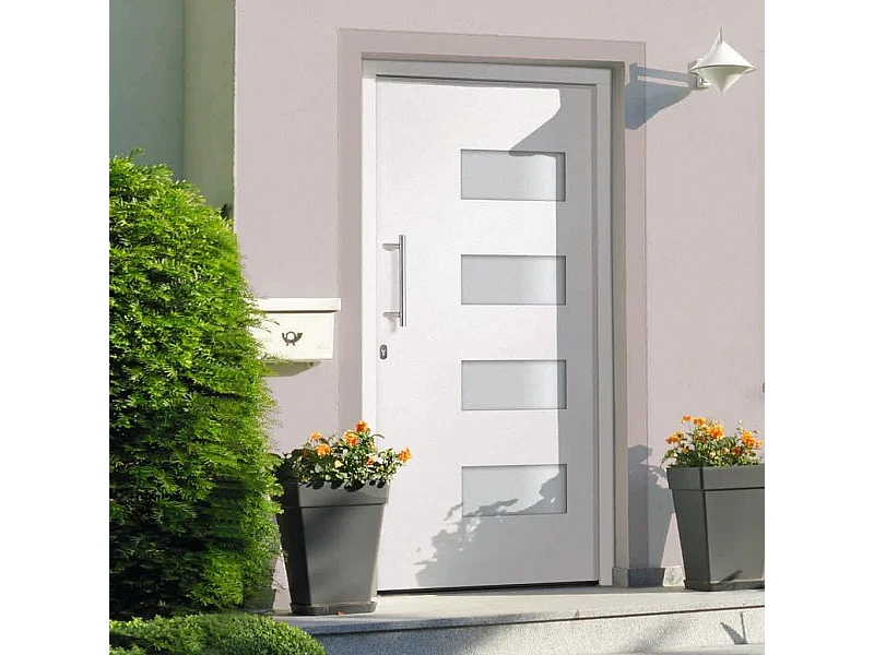 Porta d'ingresso Alluminio e PVC Bianca 100x210 cm