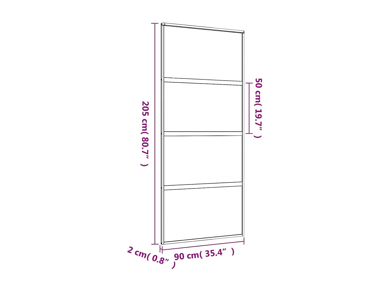 Goldene Schiebetür 90x205 cm, satiniertes ESG-Glas und Aluminium