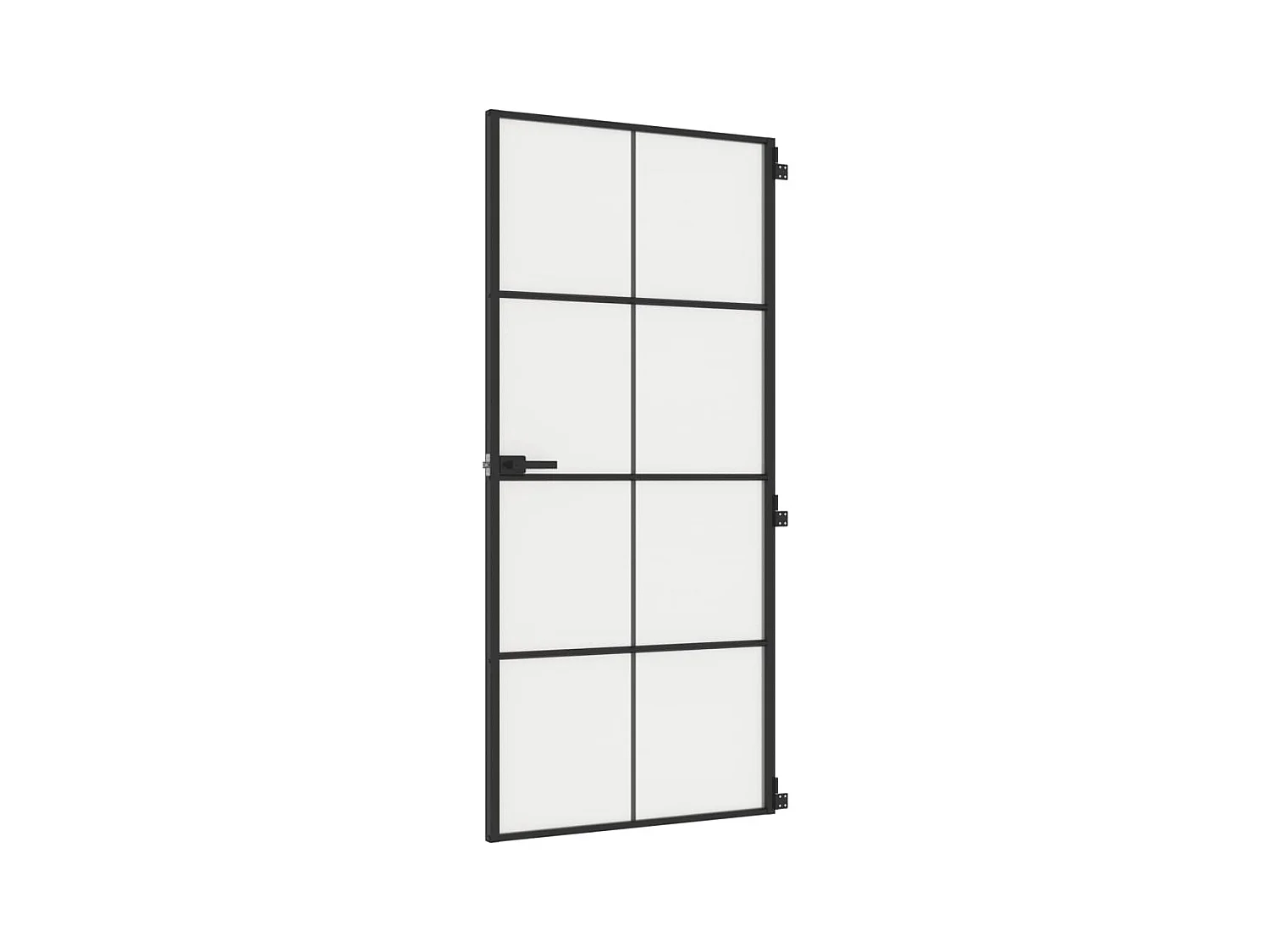 Dunne zwarte binnendeur 93x201,5 cm gehard glas aluminium