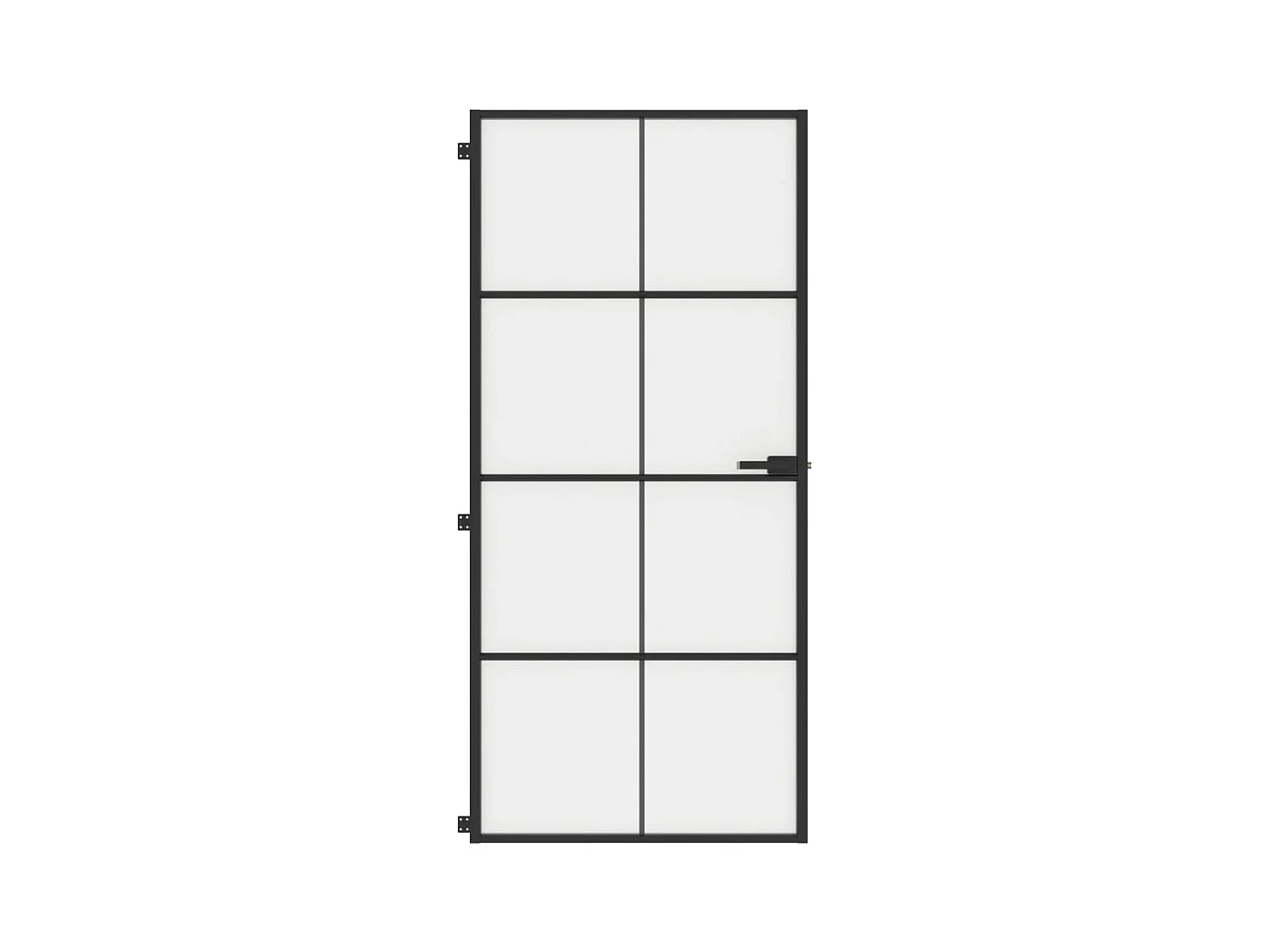 Dunne zwarte binnendeur 93x201,5 cm gehard glas aluminium