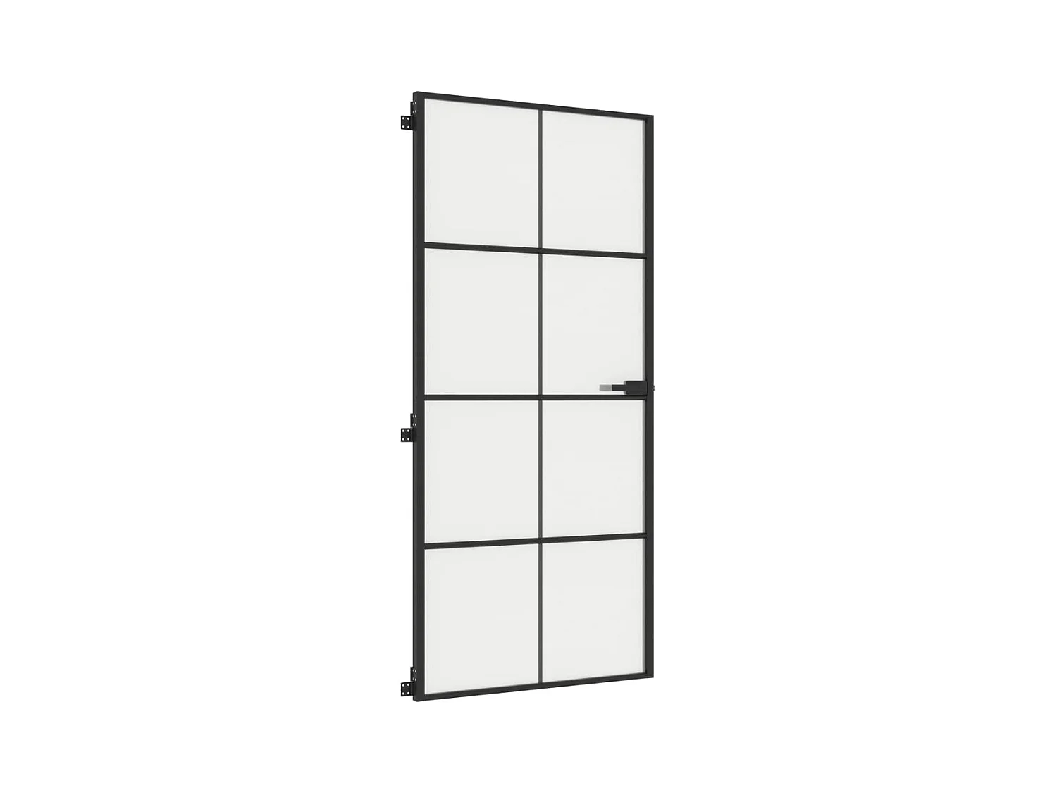 Dunne zwarte binnendeur 93x201,5 cm gehard glas aluminium