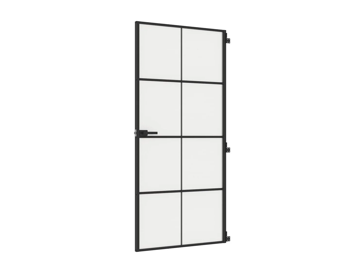 Porte intérieure mince noir 93x201,5 cm verre trempé aluminium
