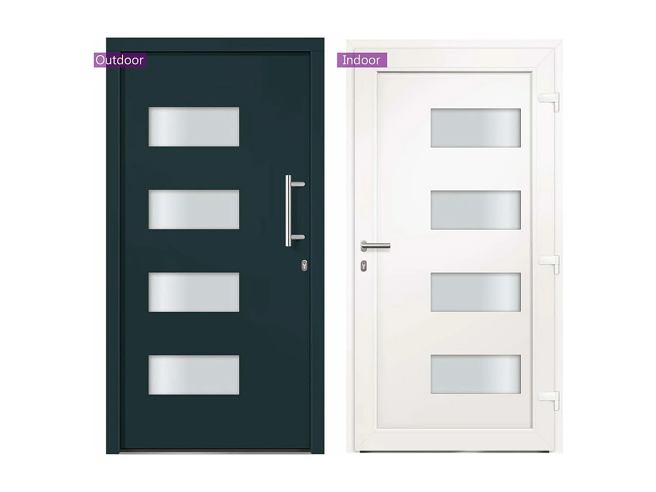 Porta d'ingresso Alluminio e PVC Antracite 110x210 cm