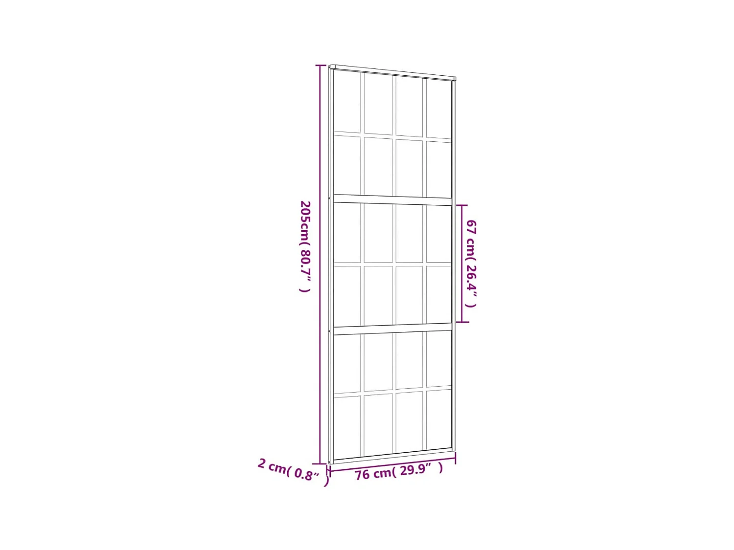 Porta scorrevole Golden 76x205 cm vetro ESG trasparente e alluminio