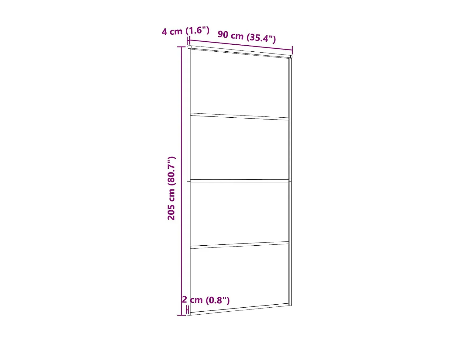 Porta scorrevole Alluminio e vetro ESG 90x205 cm Nero