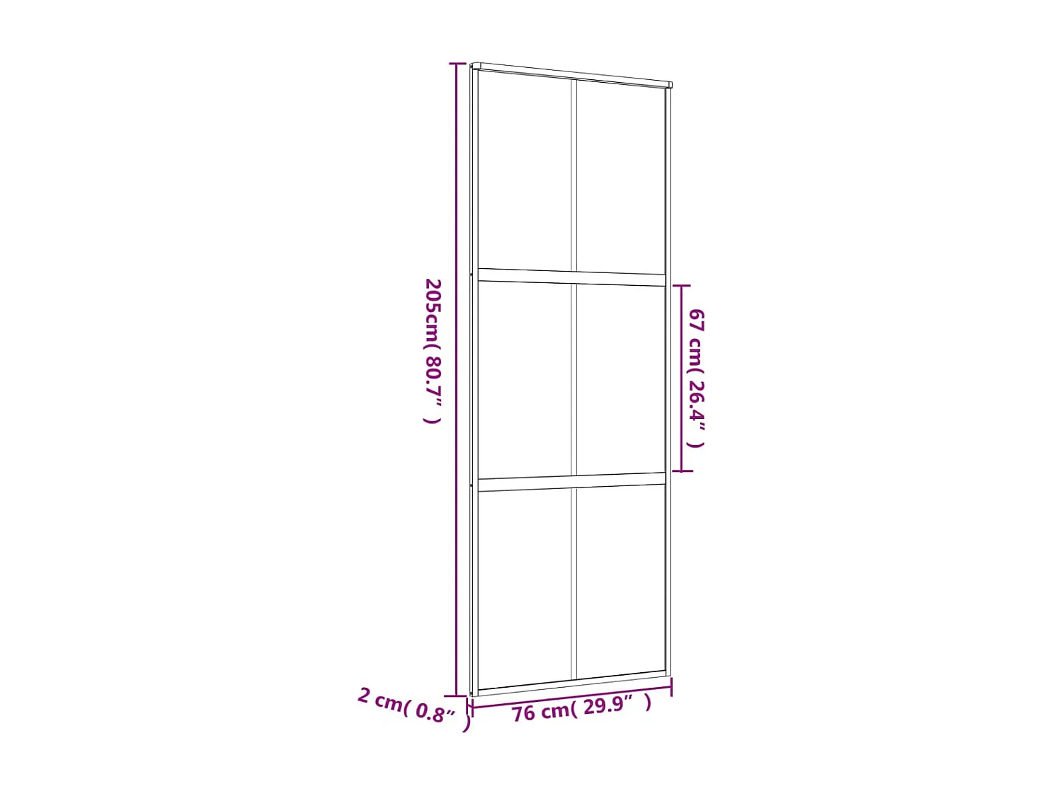 Porte coulissante doré 76x205 cm verre ESG clair et aluminium