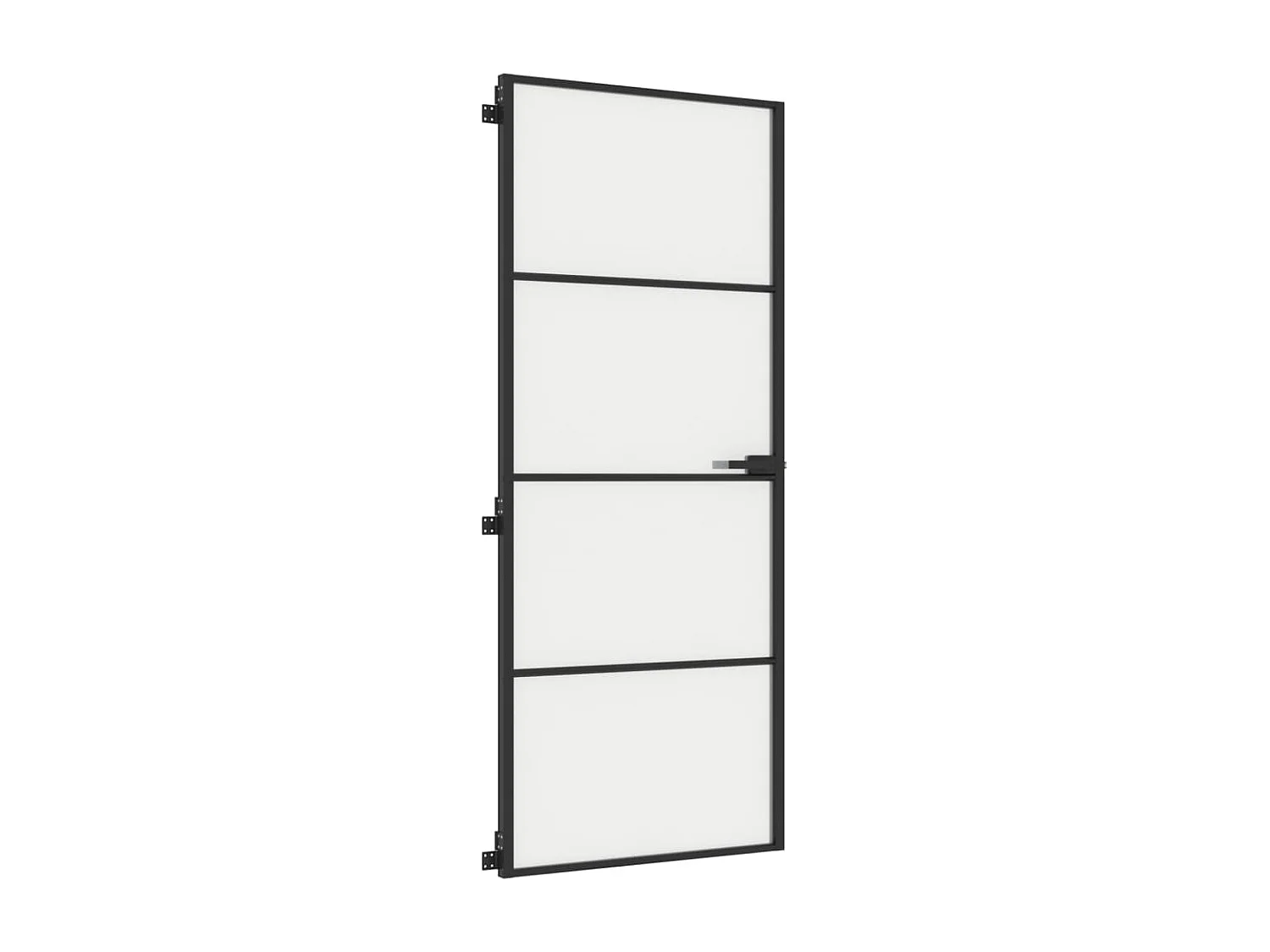 Porte intérieure mince noir 83x201,5 cm verre trempé aluminium