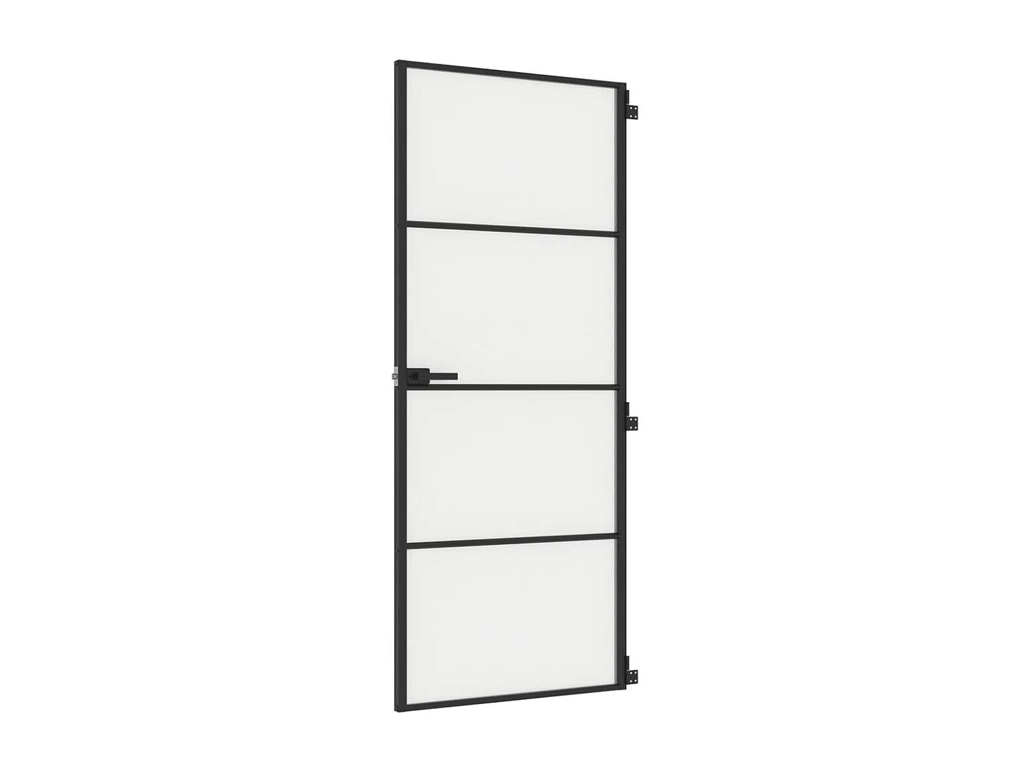 Porta da interno Thin nera 83x201,5 cm vetro temperato alluminio