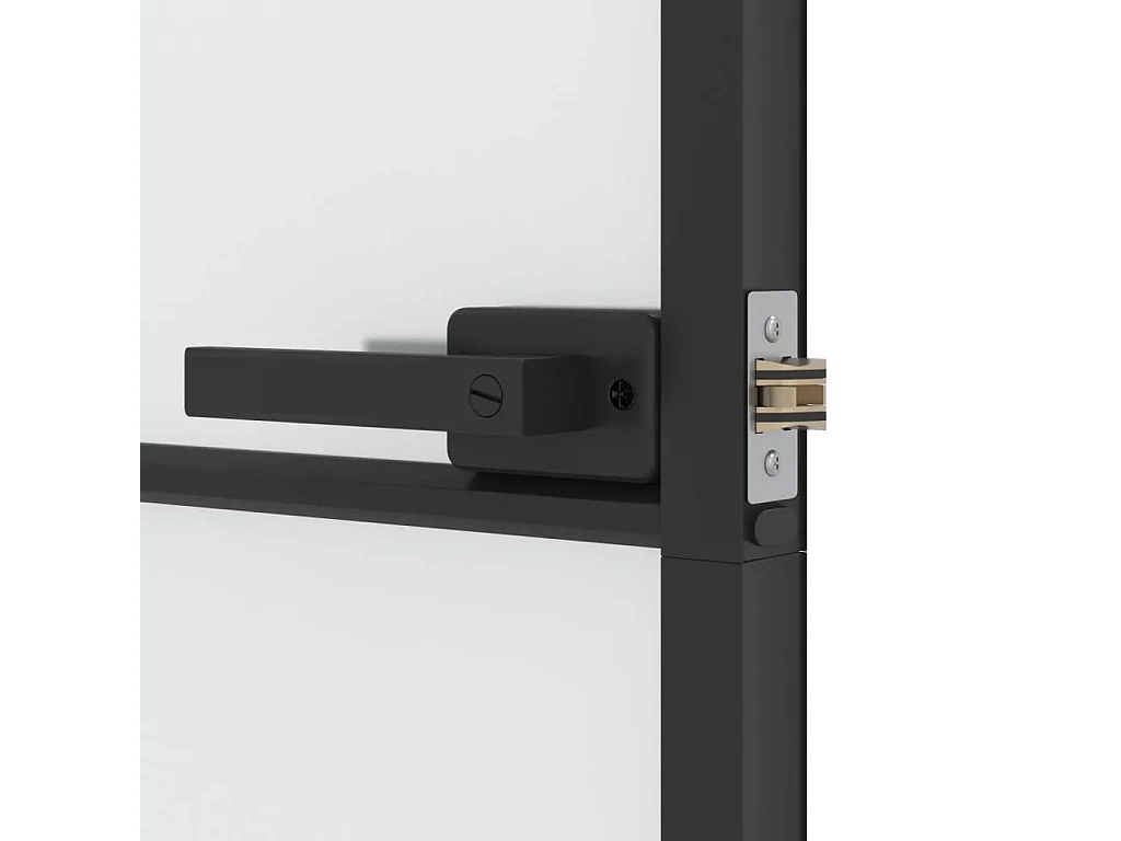 Porta da interno Thin nera 83x201,5 cm vetro temperato alluminio