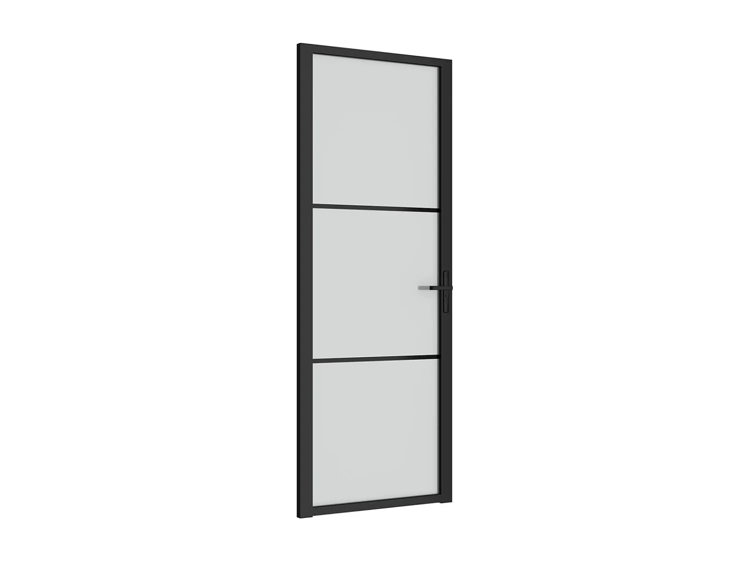 Puerta interior 76x201,5 cm Negro Vidrio mate y aluminio