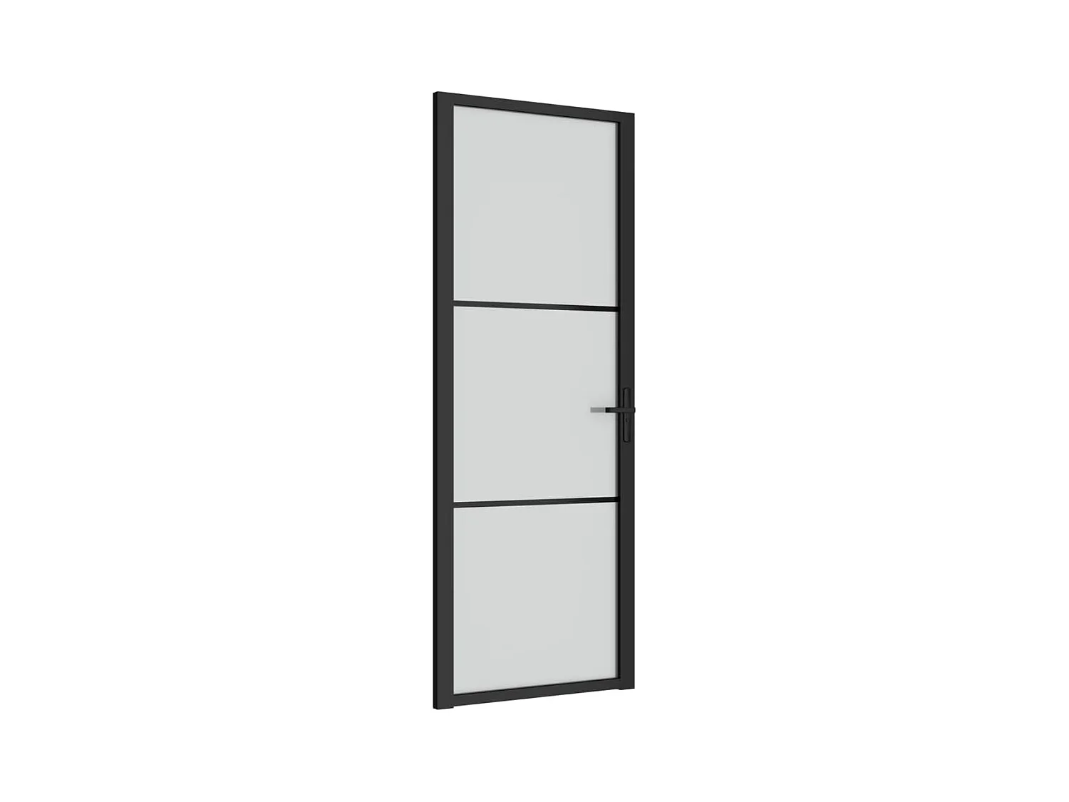 Porte intérieure 76x201,5 cm Noir Verre mat et aluminium