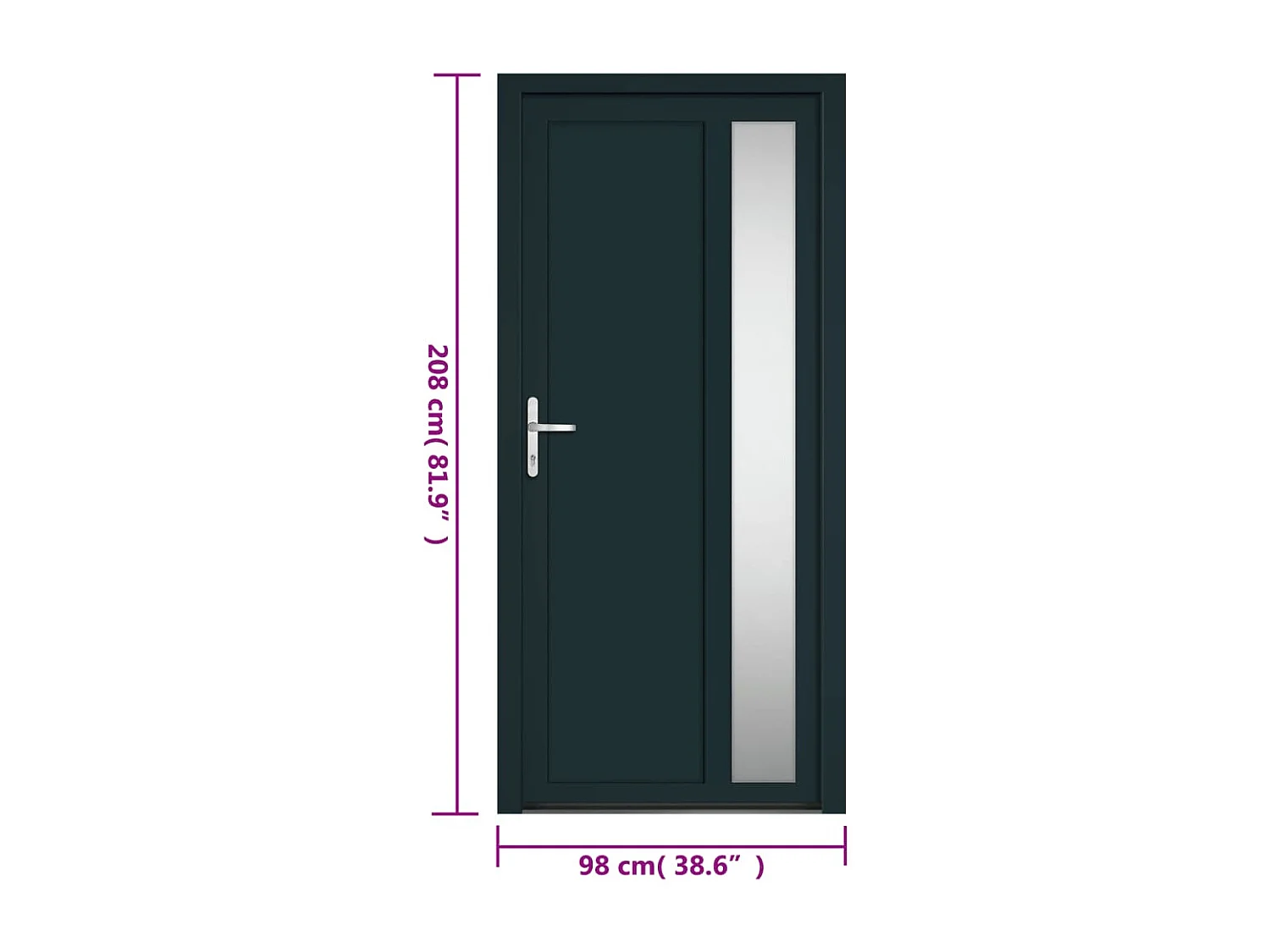 Porte d'entrée anthracite 98x208 cm PVC