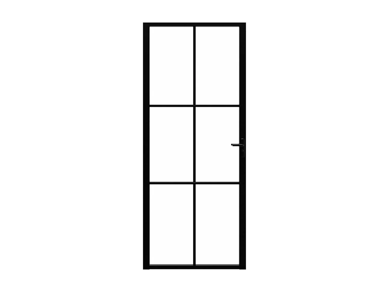 Binnendeur ESG glas en aluminium 83x201,5 cm Zwart