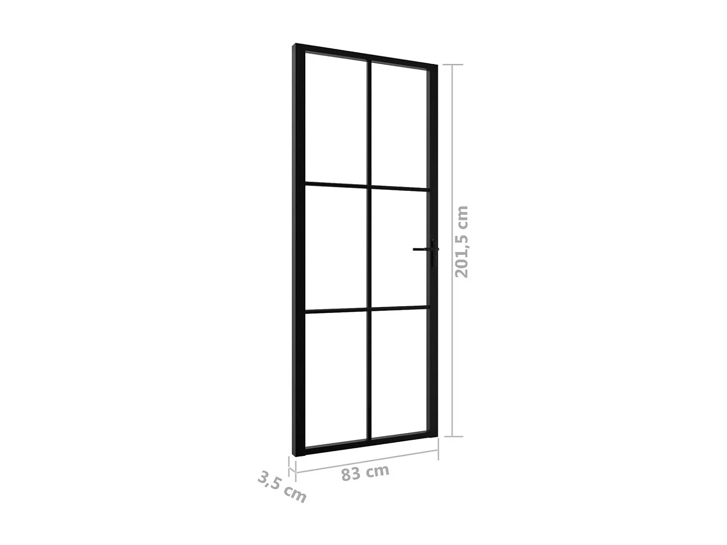 Binnendeur ESG glas en aluminium 83x201,5 cm Zwart