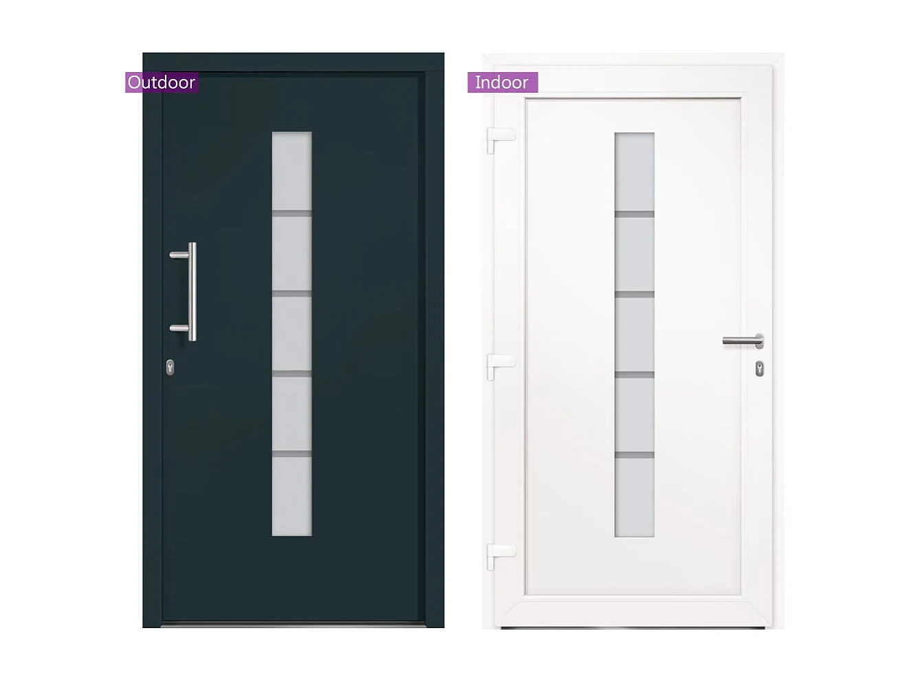 Porta d'ingresso Alluminio e PVC Antracite 110x210 cm