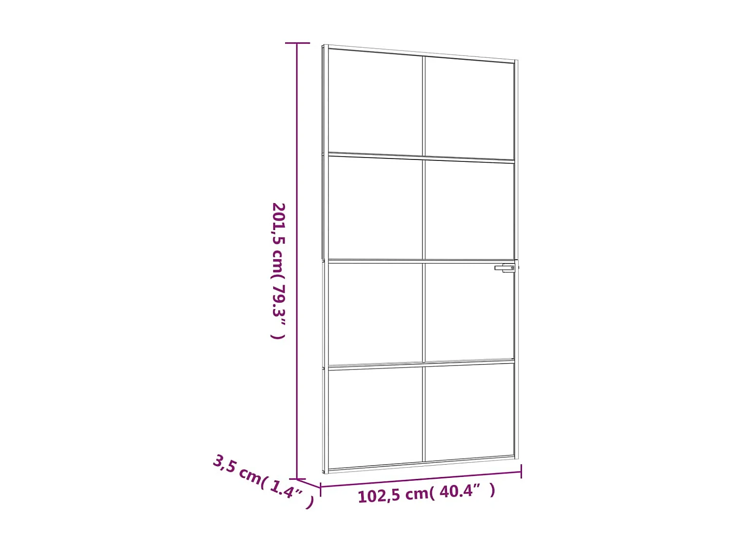 Porte d'intérieur Noir 102x201,5 cm Trempé verre aluminium fin
